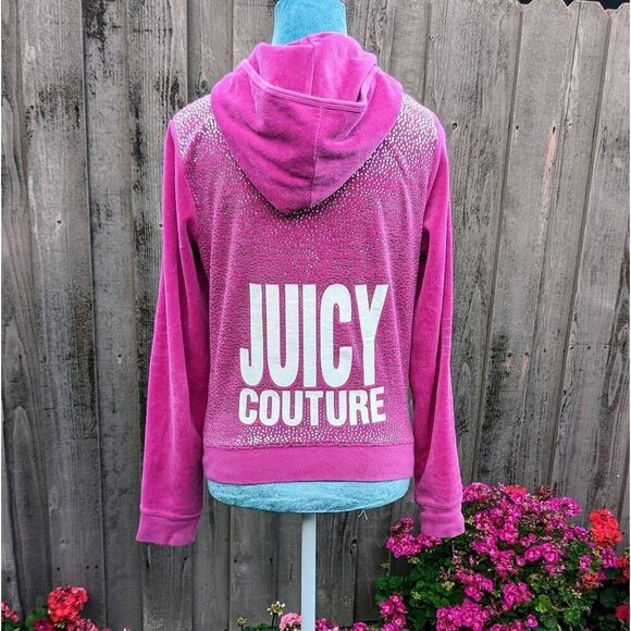 Juicy Couture Y2K Hot Pink Velour Bling Rhinestone Zip up Tracksuit Jacket. Medi - Picture 3 of 9
